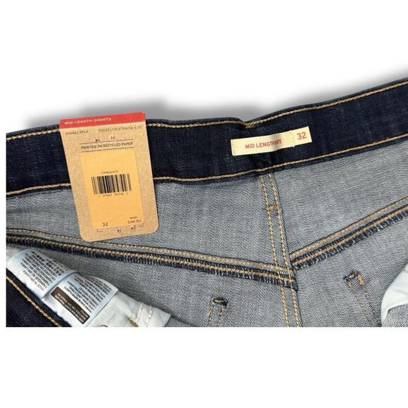 NWT Levi’s Mid Rise Stretch Cuffed Mid Length Denim Shorts Women’s Size 32 - Picture 8 of 15